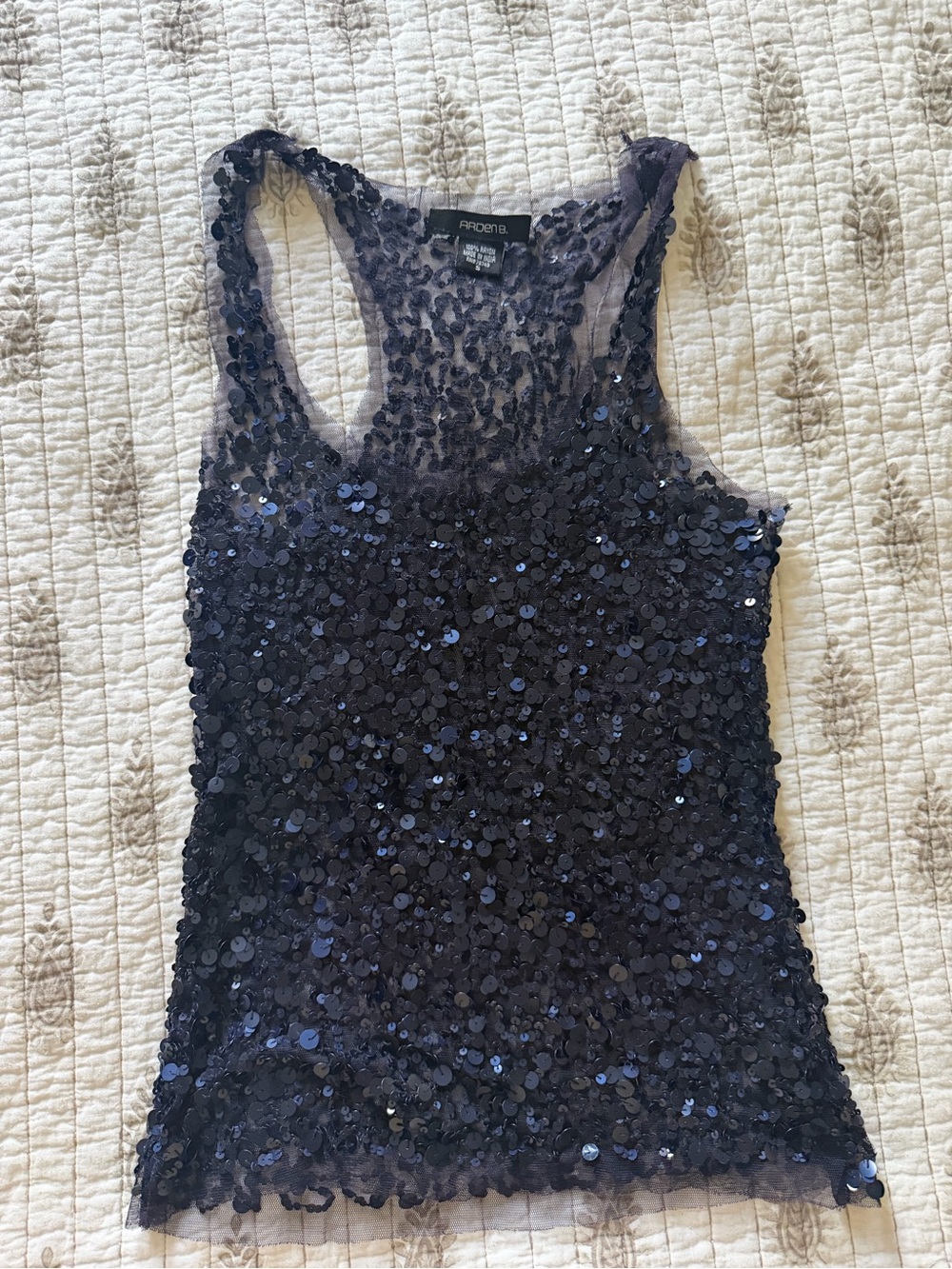 Arden B Navy Sequin Racerback Tank Top